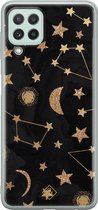 Samsung A22 4G hoesje siliconen - Counting the stars | Samsung Galaxy A22 4G case | zwart | TPU backcover transparant