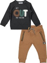 Dirkje - Kledingset - 2delig -  Broek Faded Brown - Sweater Antracite Bruin- Maat 98