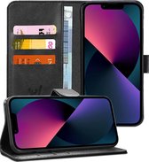 Hoesje geschikt voor iPhone 13 Pro Max - Book Case Leer Wallet Cover Portemonnee Pasjeshouder Hoes Zwart