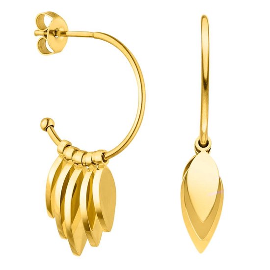 Victorious Dames Oorbellen Goud – Druppelvormige Sierlijke Bladen – 2CM