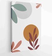 Botanische muur kunst vector set. Earth tone boho gebladerte lijntekeningen tekenen met abstracte vorm. 1 - Moderne schilderijen – Verticaal – 1875684268 - 115*75 Vertical