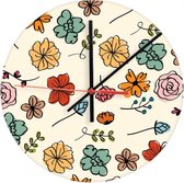 Wandklok 30cm rond Vintage Bloemen - Woonkamer - Accessoires