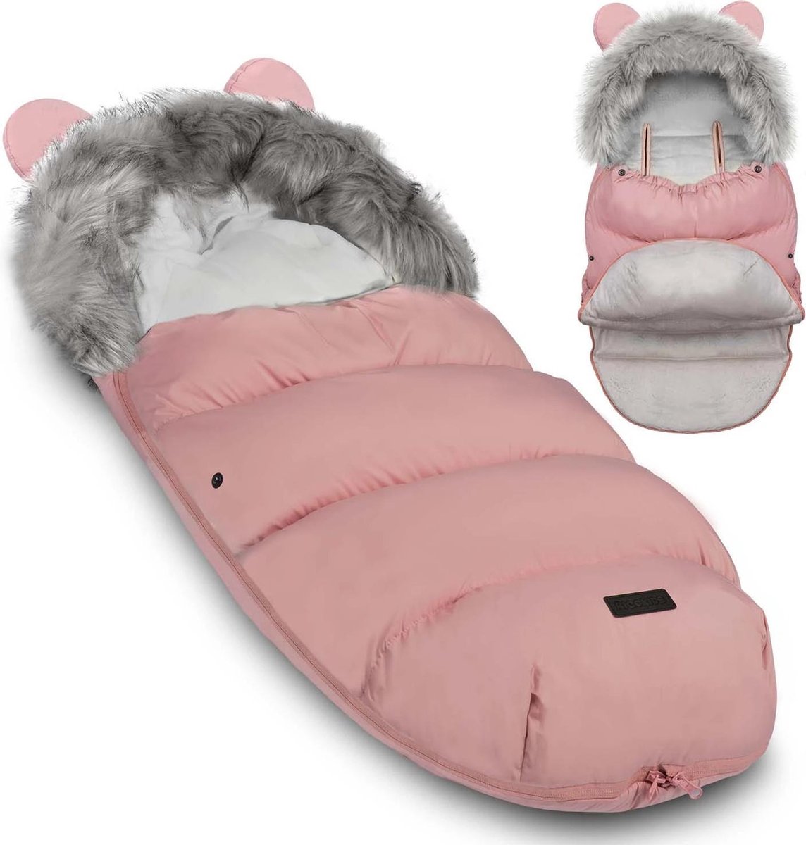 Interbaby Universele voetenzak voor de winter, zacht, warm, wollig, voor de winter, afneembaar, dubbele opening, eenvoudige reiniging, anti-allergene materialen, Mickey Geo