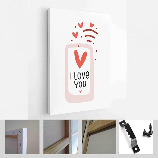 Valentijnsdag minimalistische vector kaartenset met begroetingen: wees van mij, hou gewoon van, ik ben van jou, jij bent mijn gelukkige plek -…