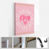 Happy Valentine's Day set kaarten. Handgetekende romantische belettering - Modern Art Canvas - Verticaal - 1626998134