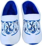 Elcee-Haly – Klomp sloffen – Delftsblauwe Pantoffel klomp met molen decor – Warme sloffen –Blauw/Wit – Maat 20-24