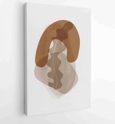 Botanische muur kunst vector set. Earth tone boho gebladerte lijntekeningen tekenen met abstracte vorm. 2 - Moderne schilderijen – Verticaal – 1881805141 - 40-30 Vertical