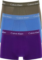 Calvin Klein low rise trunks (3-pack) - lage heren boxers kort - paars - kobalt en army groen -  Maat: M