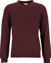 Michaelis heren trui wolmengsel - slim fit met V-hals - bordeaux rood -  Maat: M