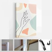 Moderne abstracte kunst botanische kunst aan de muur. Boho. Minimal Art Flower op geometrische vormen achtergrond. Schilderen Muur Foto's Home Room Decor. Abstract Plant Art design