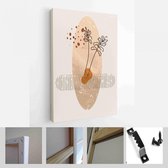 Schilderen Muur Foto's Home Room Decor. Moderne abstracte kunst botanische kunst aan de muur. Boho. Minimal Art Bloem op Geometrische Vormen Achtergrond - Modern Art Canvas - Verti