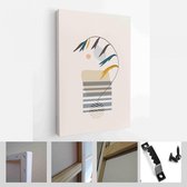 Abstracte botanische organische kunst illustratie. Set van zachte kleur schilderij kunst aan de muur voor huisdecoratie. Minimalistisch canvas achtergrondontwerp - Modern Art Canva