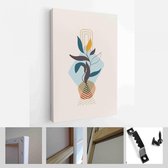 Abstracte botanische organische kunst illustratie. Set van zachte kleur schilderij kunst aan de muur voor huisdecoratie. Minimalistisch canvas achtergrondontwerp - Modern Art Canva