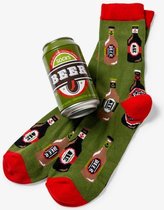 Little Blue House, grappige sokken, cadeau mannen, beer can socks