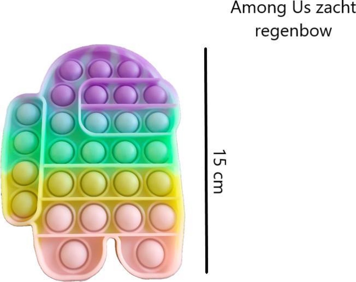 Glow in the dark Pop it- Among us - Zacht Regenboog kleur - Rainbow pop