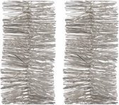 4x Kerstslingers licht parel/zilver 270 cm - Guirlandes folie lametta - Licht parel/zilveren kerstboom versieringen