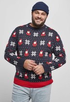 Urban Classics Kersttrui -2XL- Nicolaus And Snowflakes Blauw