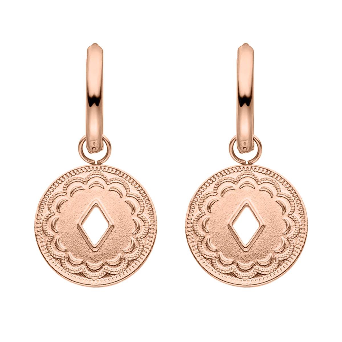 Victorious Dames Oorbellen Rosegoud – Rond met Ruit – 2.5CM