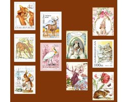 Rol Met Postzegelstickers Dieren - D0379 - 10 Soorten, 5 Meter Stickers - Voor Scrapbook Of  Bullet Journal - Stickers Voor Volwassenen En Kinderen - Agenda Stickers - Decoratie Stickers