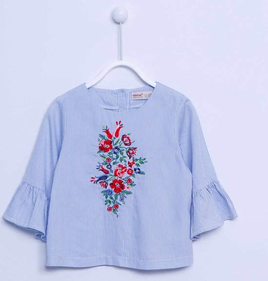 Katoenen geweven blouse voor baby meisjes met borduursel