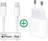Lightning naar Usb C Kabel - 1m + 25W PD USB-C Power Adapter / oplader - Geschikt voor iPhone - iPad - Wit