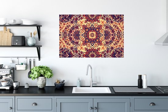 Stickers muraux - Film autocollant - Tapis persan - Motifs - Rouge - Jaune - 90x60 cm - Film adhésif - Stickers muraux chambre d'enfant - Papier peint autocollant - Papier peint autocollant - Film autocollant