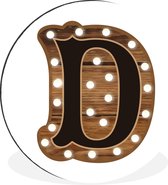 WallCircle - Wandcirkel - Muurcirkel - Een illustratie van de letter D op hout - Aluminium - Dibond - ⌀ 60 cm - Binnen en Buiten