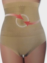 Hi Waist Afslank Thong met Mesh Beige  Maat XXXL