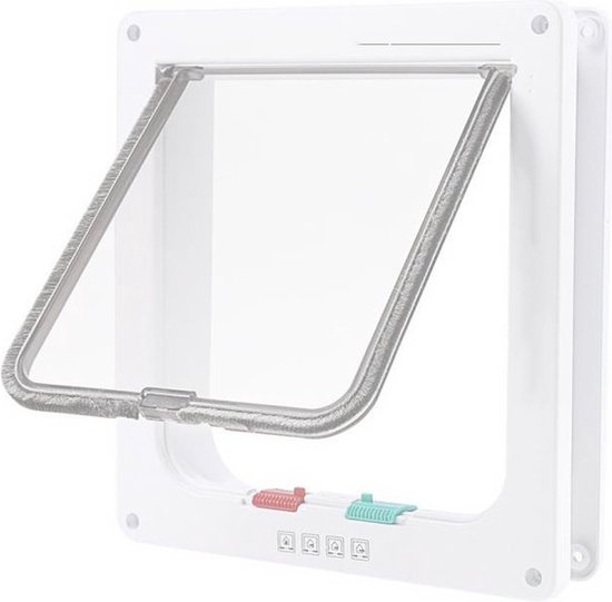 Kattenluik – Inclusief Tunnel – 4 Vergendelingsstanden – Wit – Waterdicht – 23 x 25 x 5.5 cm