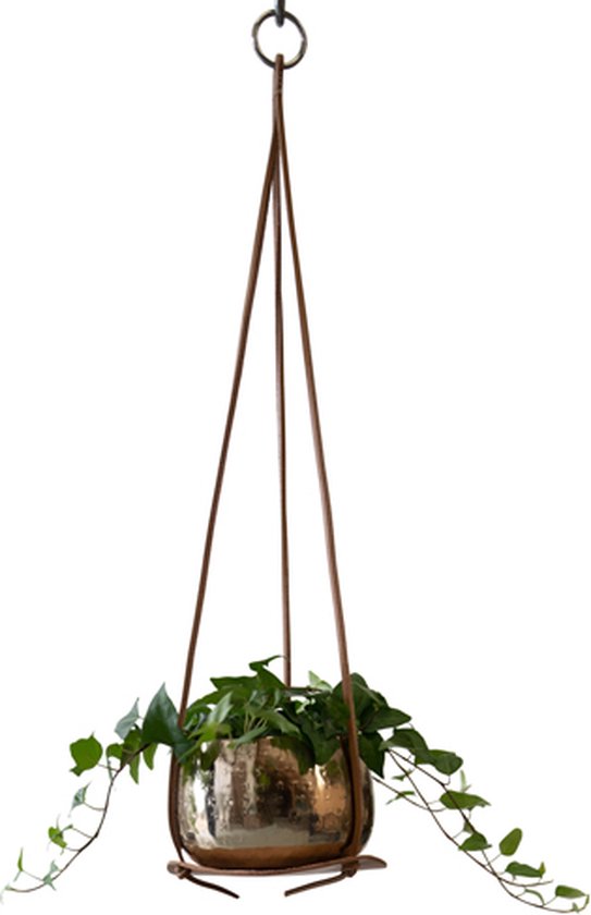 Foto: Plantenhangers trendy plantenhanger 100 lichtbruin leer ledo hangplanten exclusief pot