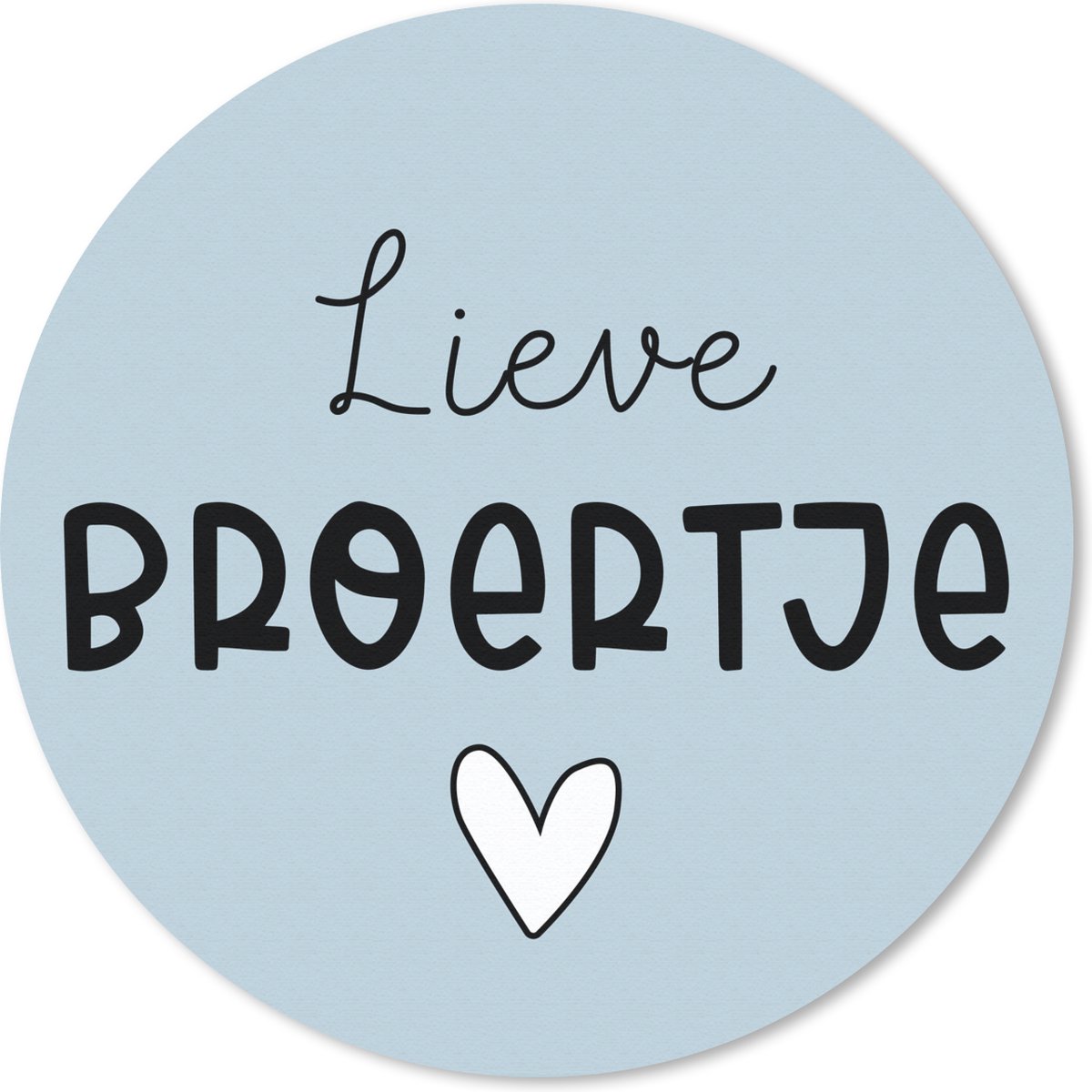 Muismat rond 40x40 cm - Mousepad Broer - Blauw - Hart - Ronde muismatten
