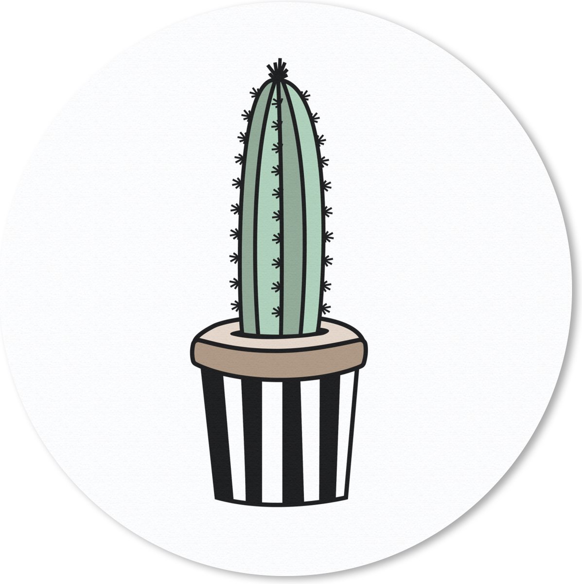 Muismat rond 50x50 cm - Mousepad Cactus - Design - Bloempot. - Ronde muismatten