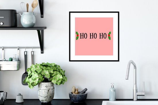 Citation de Noël Ho ho ho sur fond rose 40x40 cm