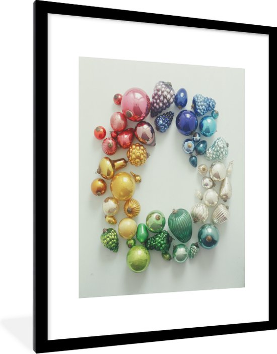 Photo dans le cadre - Les différents décorations de Noël cadre photo noir avec passe-partout blanc 60x80 cm - Affiche sous cadre (Décoration murale salon / chambre)