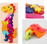 Houten Kinderpuzzel Dinofiguur/3D Puzzel/11 Stukjes/Educatief Speelgoed/Hout Milieu/Jigsaw Puzzle