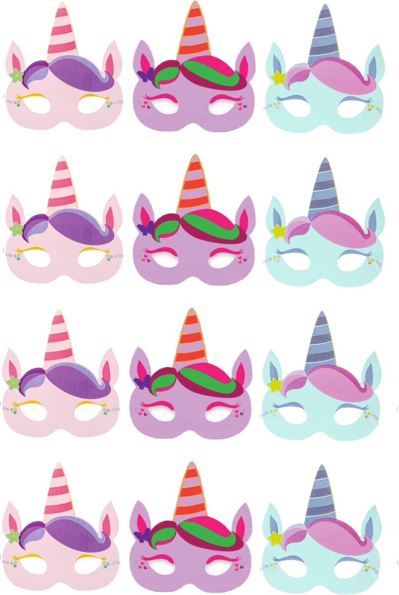 Eenhoorn Oogmaskers | Unicorn Kinderfeestje | 24 stuks
