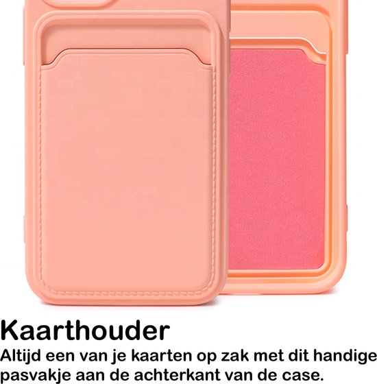 Roze Pasjeshouder Hoesje geschikt voor iPhone 12 Pro Max - Kaart TPU Hoesje Backcover