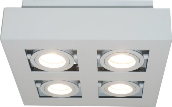 Plafondlamp Bosco 4L Wit - 4x GU10 LED 4,8W 2700K 355lm - IP20 - Dimbaar > spots verlichting led wit | opbouwspot led wit | plafondlamp wit | spotje led wit | led lamp wit