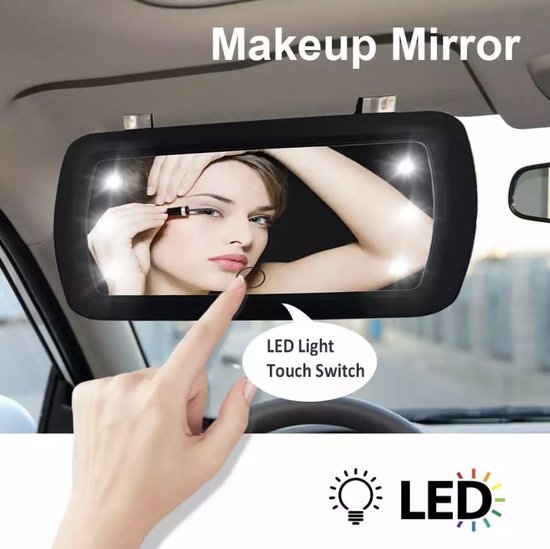 Miroir de maquillage pour la voiture - Pare-soleil - Eclairage Led -  Intérieur de