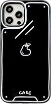 Tekening Peer iPhone 12 Promax Hoesje/case - Doodle - Shockproof Case - TPU - grappig - zwart