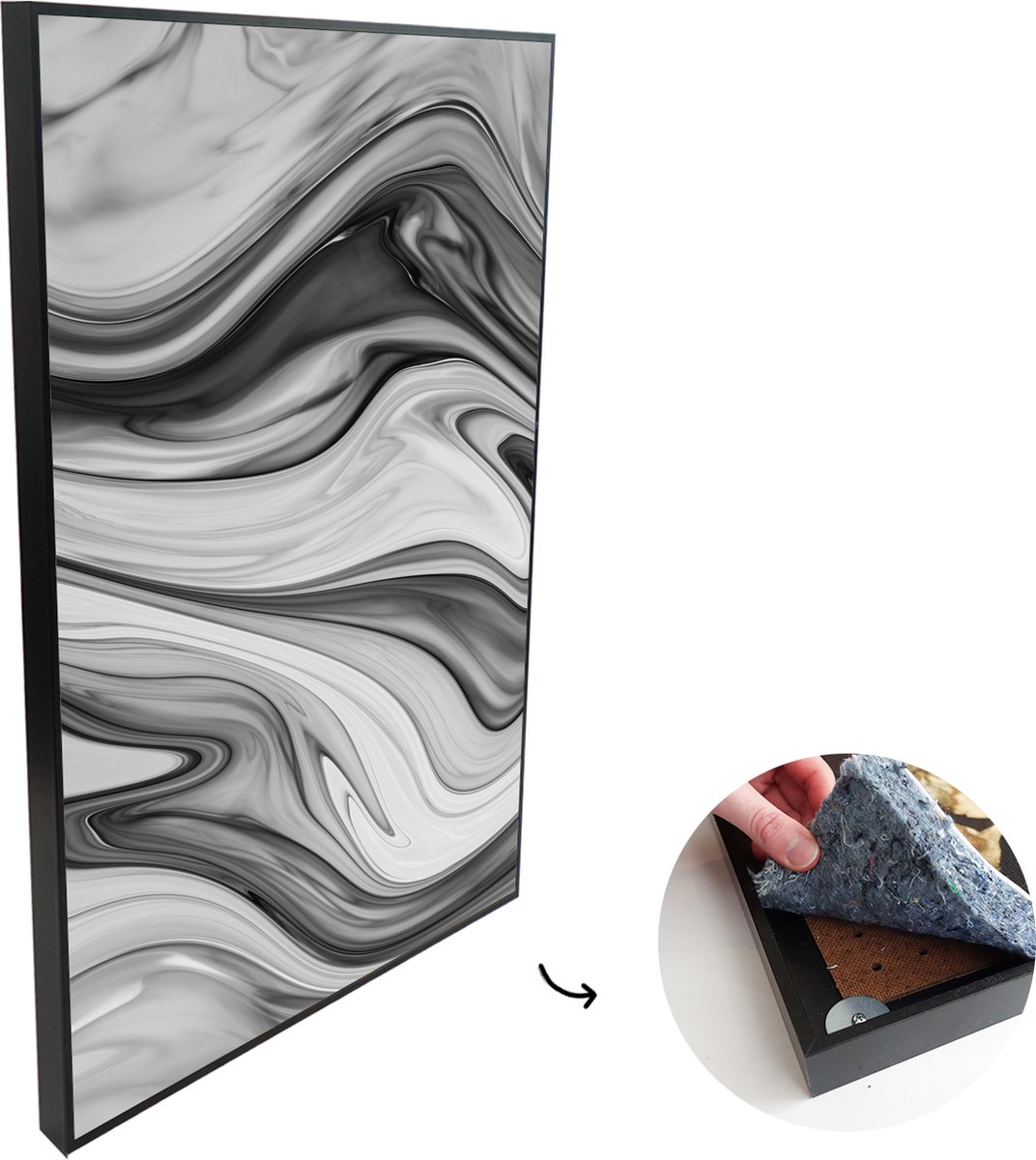 Akoestische Panelen - Geluidsisolatie - Akoestisch Wandpaneel - Wanddecoratie - Schilderij - 40x80 cm - Marmer - Patronen - Grijs - Geluidsdemper - Isolatie platen - Studio Schuim