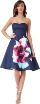 Speels jurkje met mooie bloemenprint - Maat 42 - Donkerblauw