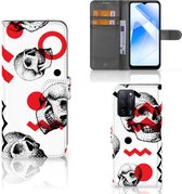 GSM Hoesje OPPO A16/A16s | OPPO A54s Bookstyle Case Skull Red