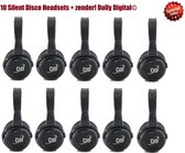 Silent Disco complete set met 10 oplaadbare headsets en zender | Dolly Digital©