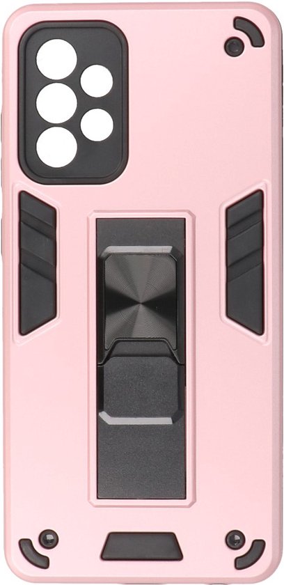 Coque pour Samsung Galaxy A72 5G - Coque rigide Tough Armor - Coque pour téléphone avec fonction de support - Coque arrière Bestcases - Rose