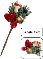 PD® - Mini kersttak met bellen - Kerst tak met decoratief hart en bel - cadeauverpakking decoratie - kerst