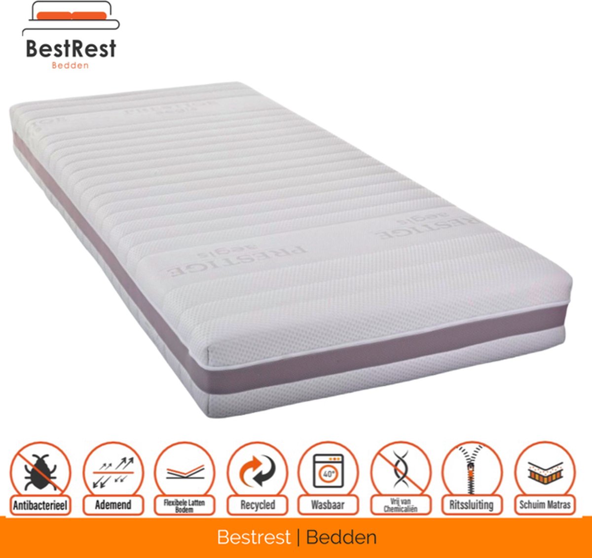 Bestrest Bedden Prestige Pocket Aegis 500 - Koudschuim HR - Koudschuim matras circa 21cm dik - 80x220cm Wit