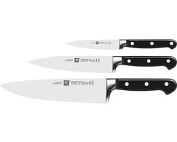 Zwilling 1002325 Messenset, 3-delig, Lardemes, Vleesmes, Koksmes, Speciaal heft van roestvrij staal/kunststof, Professional S, Zwart
