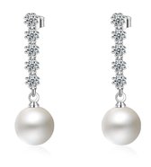 Oorbellen dames | zilveren dames oorbellen | 925 zilver | parel oorbellen | oorhangers met parel | Zirkonia stenen | cadeau voor vrouw |