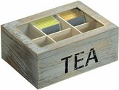 Boîte à thé 6 compartiments paulownia gris